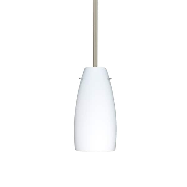 Besa Lighting Tao 10 Stem Pendant, Opal Matte, Satin Nickel Finish, 1x100W Incandescent 1TT-151207-SN - main